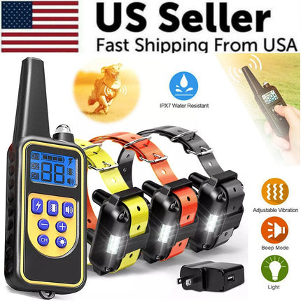 🐶 3000 FT Dog Training US Collar Rechargeable Remote Shock PET Waterproof Trainer