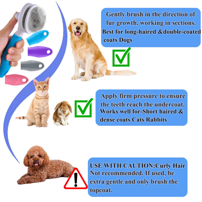 🐶🐱 Self-Cleaning Slicker Brush – One-Click Deshedding Grooming Tool