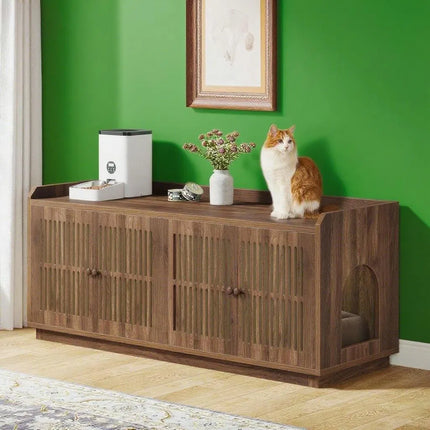 🐱 Cat Litter Box Enclosure – Wooden Hidden Litter Cabinet