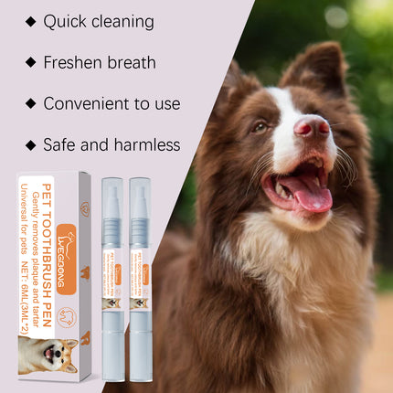 🐶 Pet Dental Toothbrush Pen (2-Pack) – Plaque & Tartar Remover