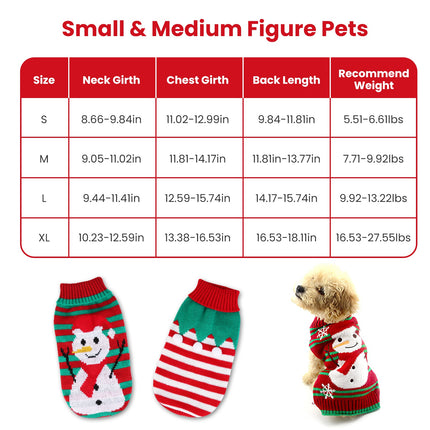 🐶🐱 Christmas Turtleneck Sweater – Snowman & Stripes Holiday Outfit for Small & Medium Dogs & Cats
