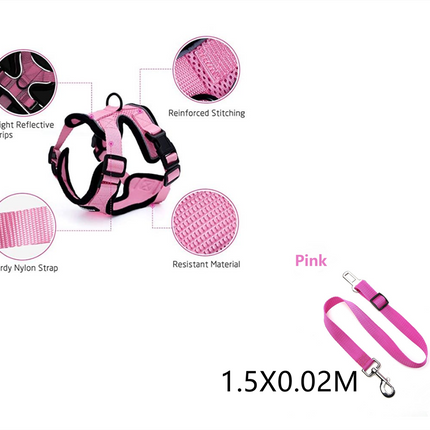 🐱 Escape-Proof Cat Harness – Reflective Vest with Leash Adapter