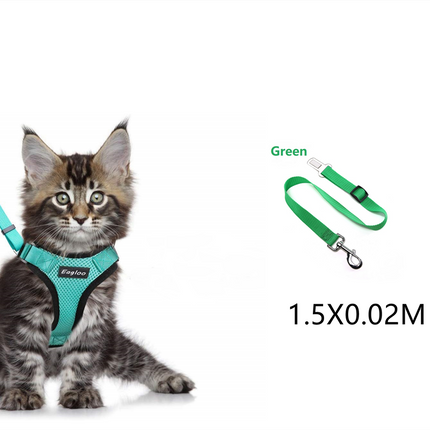 🐱 Escape-Proof Cat Harness – Reflective Vest with Leash Adapter