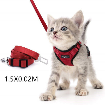 🐱 Escape-Proof Cat Harness – Reflective Vest with Leash Adapter