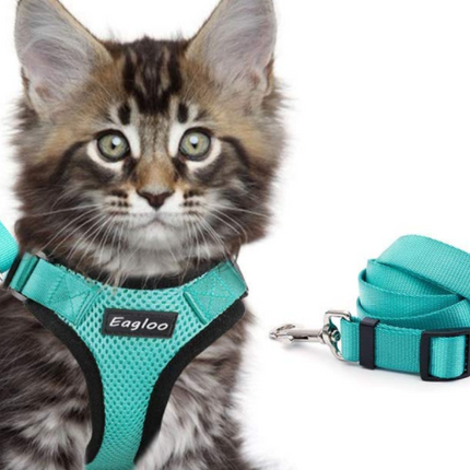 🐱 Escape-Proof Cat Harness – Reflective Vest with Leash Adapter