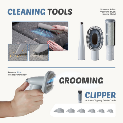 🐶 Dog Grooming Clippers with 2.5L Vacuum Cup – Cordless Low-Noise Trimmer
