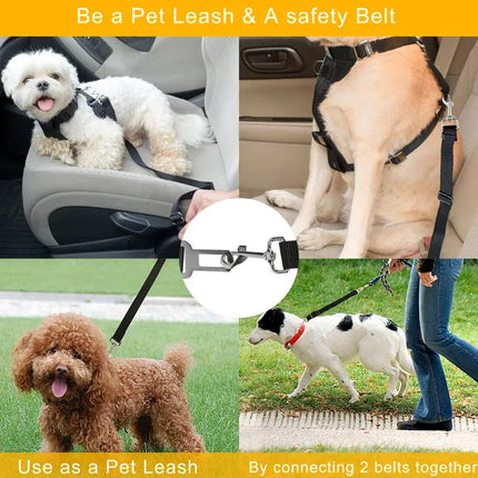 🐶 Adjustable Dog Seat Belt Leash (2-Pack) – Car Safety Harness Lead