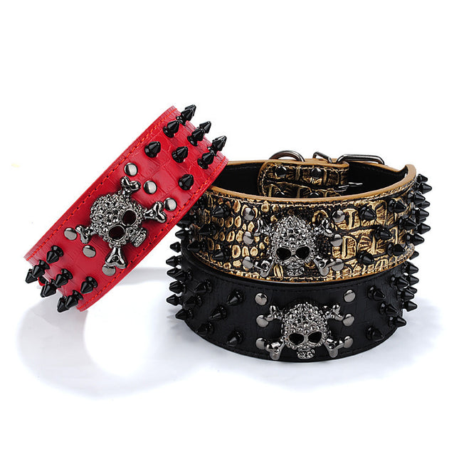 🐶 Studded Dog Collar – Stylish Skull Nail Design
