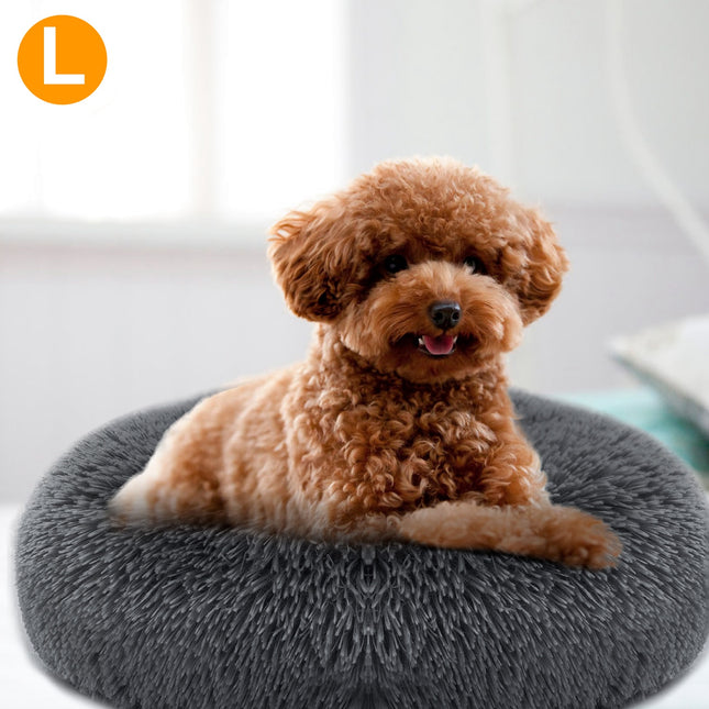 🐶 Fleece Dog Nest Bed – Cozy Donut Cushion with Raised Rim