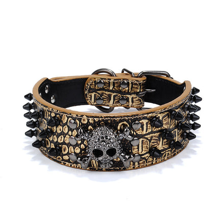 🐶 Studded Dog Collar – Stylish Skull Nail Design