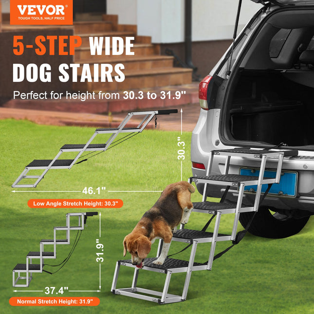 🐶 Folding Dog Stairs for Cars (5-Step) – Aluminium Pet Steps