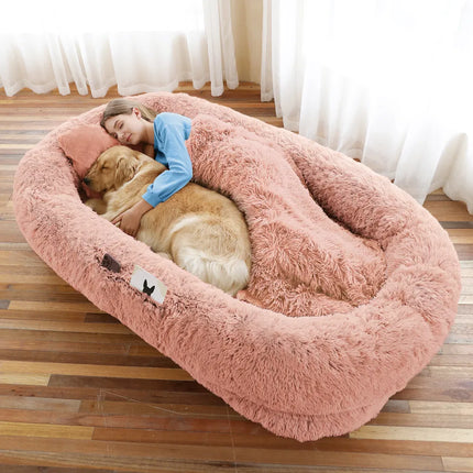🐶 Human-Size Dog Bed – Oversized Washable Faux Fur Bed for You & Your Pet