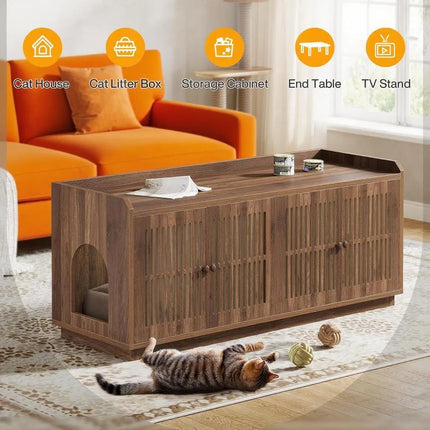 🐱 Cat Litter Box Enclosure – Wooden Hidden Litter Cabinet
