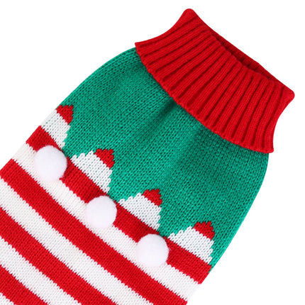 🐶🐱 Christmas Turtleneck Sweater – Snowman & Stripes Holiday Outfit for Small & Medium Dogs & Cats