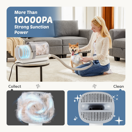 🐶 Dog Grooming Clippers with 2.5L Vacuum Cup – Cordless Low-Noise Trimmer