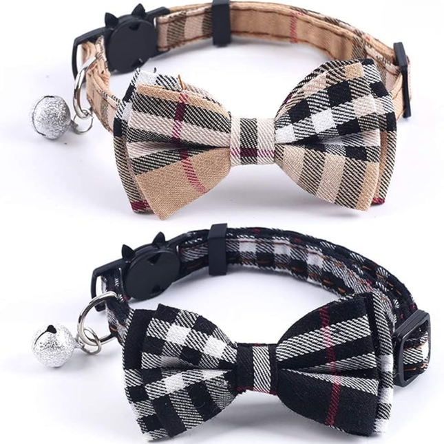 🐱 Breakaway Cat Collars 2-Pack – Cute Bow & Bell Safety Collars