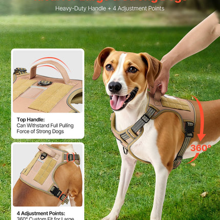 🐶 Tactical No-Pull Dog Harness – Adjustable Padded Vest for Large Dogs