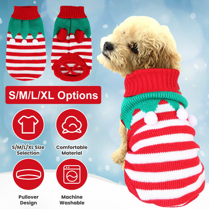 🐶🐱 Christmas Turtleneck Sweater – Snowman & Stripes Holiday Outfit for Small & Medium Dogs & Cats
