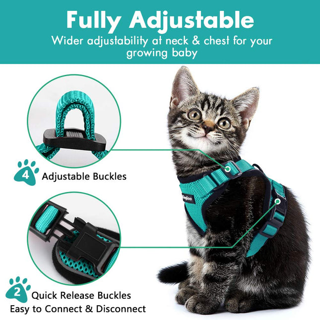 🐱 Escape-Proof Cat Harness – Reflective Vest with Leash Adapter