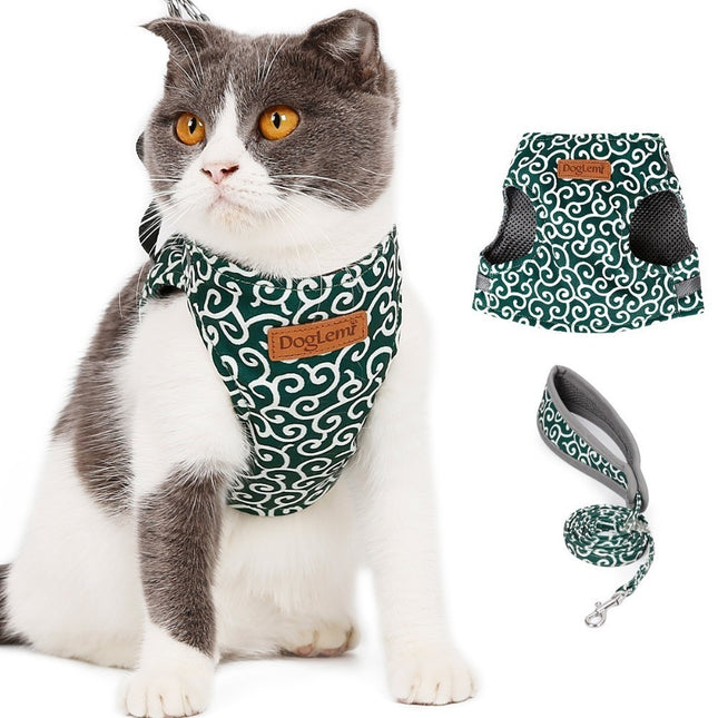 🐱 Cat Vest Harness with Traction Rope – Walking Set