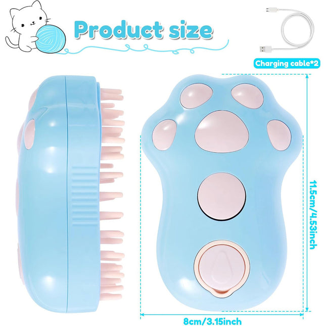🐱 Rechargeable Steam Cat Brush – Paw-Shaped Gentle Grooming Tool