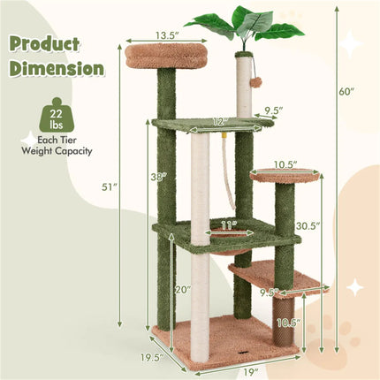 🐱 Multilevel Cat Tree Apartment – Large Climbing Frame with Condo & Perches
