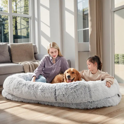 🐶 Human-Size Dog Bed – Oversized Washable Faux Fur Bed for You & Your Pet