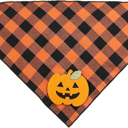[*] Halloween Dog Pumpkin Bandana – Reversible Holiday Scarf