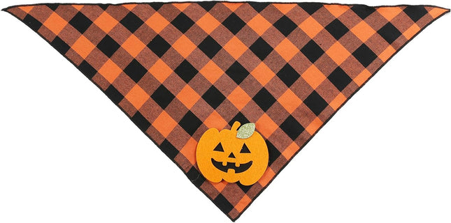 [*] Halloween Dog Pumpkin Bandana – Reversible Holiday Scarf