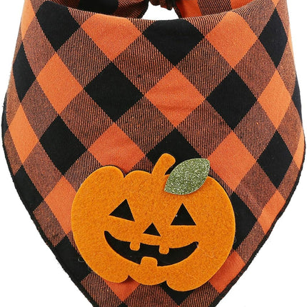 [*] Halloween Dog Pumpkin Bandana – Reversible Holiday Scarf