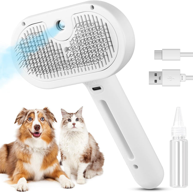 🐱🐶 3-in-1 Cat & Dog Steam Brush – Spray Grooming Comb for Shedding