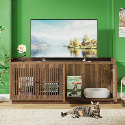 🐱 Cat Litter Box Enclosure – Wooden Hidden Litter Cabinet