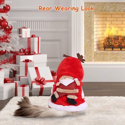 🐶🐱 Christmas Santa & Reindeer Antlers Costume – Warm Holiday Outfit for Small & Medium Dogs & Cats