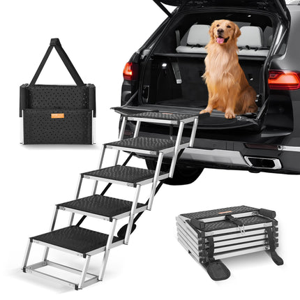 🐶 Folding Dog Stairs for Cars (5-Step) – Aluminium Pet Steps