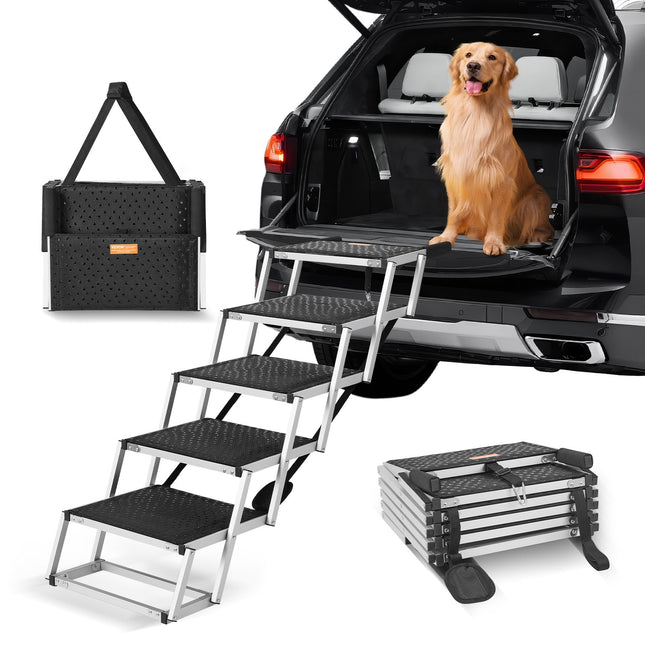 🐶 Folding Dog Stairs for Cars (5-Step) – Aluminium Pet Steps