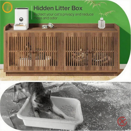 🐱 Cat Litter Box Enclosure – Wooden Hidden Litter Cabinet