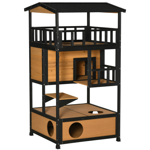 🐱 Wooden Outdoor Cat House – Weatherproof Shelter for Garden Cats