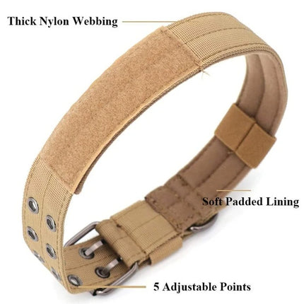 Wide Tactical Heavy Duty Nylon Large Dog Collar K9 Military With Metal Buckle