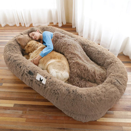 🐶 Human-Size Dog Bed – Oversized Washable Faux Fur Bed for You & Your Pet