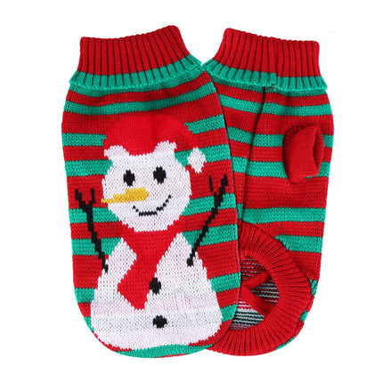🐶🐱 Christmas Turtleneck Sweater – Snowman & Stripes Holiday Outfit for Small & Medium Dogs & Cats