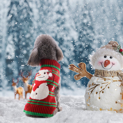 🐶🐱 Christmas Turtleneck Sweater – Snowman & Stripes Holiday Outfit for Small & Medium Dogs & Cats