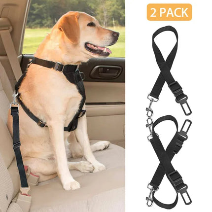 🐶 Adjustable Dog Seat Belt Leash (2-Pack) – Car Safety Harness Lead