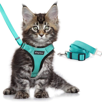 🐱 Escape-Proof Cat Harness – Reflective Vest with Leash Adapter
