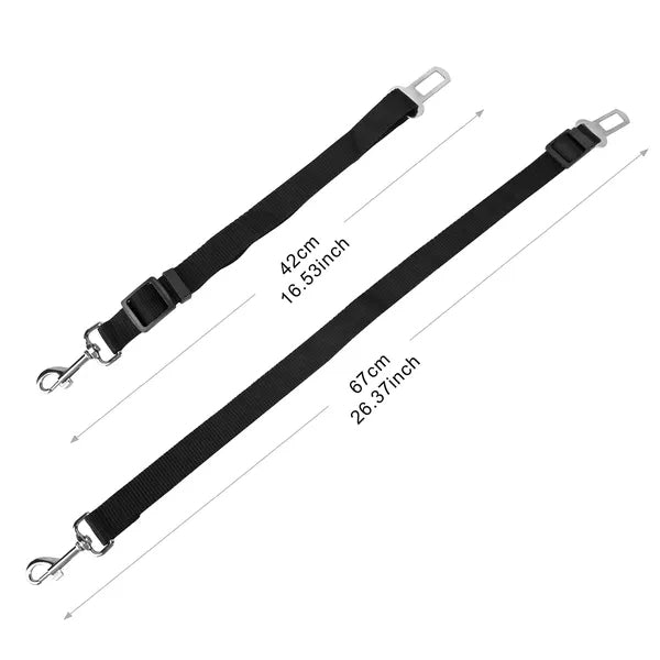 🐶 Adjustable Dog Seat Belt Leash (2-Pack) – Car Safety Harness Lead