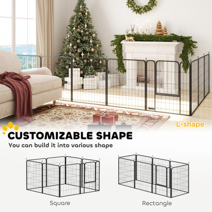 [*] 39" Exercise Pen – 8 Panel Metal Dog Fence for Medium & Large Dogs (Black)
