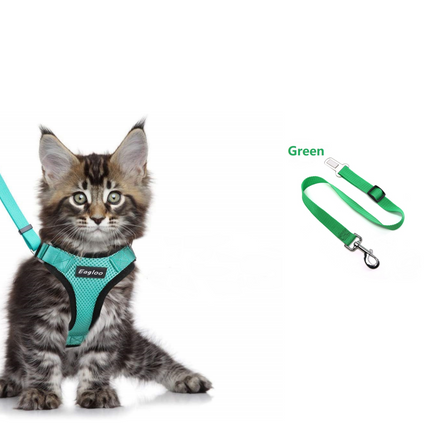🐱 Escape-Proof Cat Harness – Reflective Vest with Leash Adapter