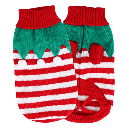🐶🐱 Christmas Turtleneck Sweater – Snowman & Stripes Holiday Outfit for Small & Medium Dogs & Cats
