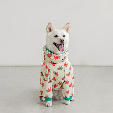 🐶 Four-Legged Dog Raincoat – Hooded Waterproof Poncho