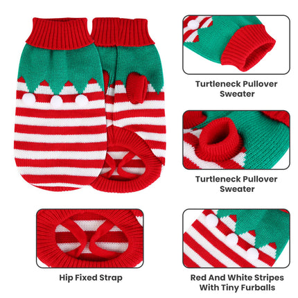 🐶🐱 Christmas Turtleneck Sweater – Snowman & Stripes Holiday Outfit for Small & Medium Dogs & Cats
