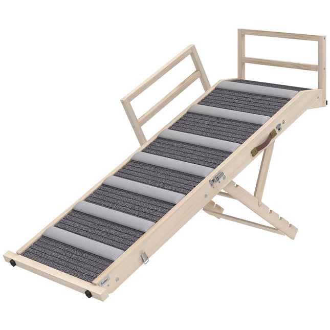 [*] Folding Dog Ramp – 4 Adjustable Heights with Side Rails (15"–19")